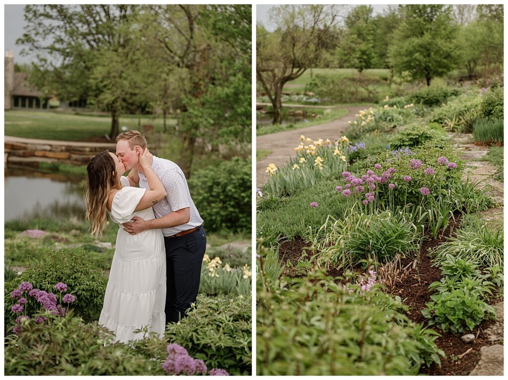 dip kiss pose with flowers