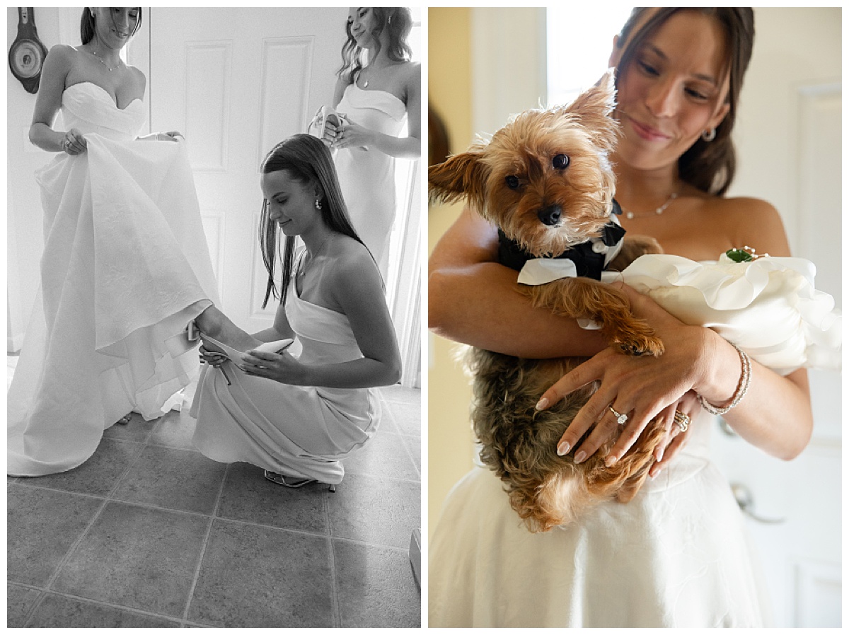 wedding day getting ready dog suit